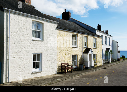 A row of historic cottages in Charlestown Cornwall Stock Photo