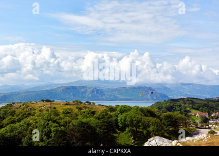 The Great Orme with Llandudno cable car overlooking Ormes Bay Stock Photo