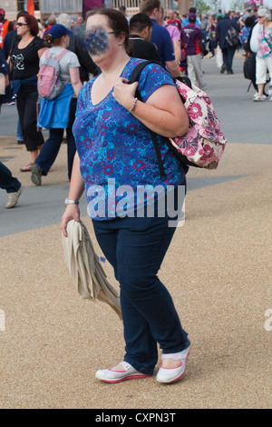 Obese Woman. London. England. UK. Face digitally obscured. Stock Photo