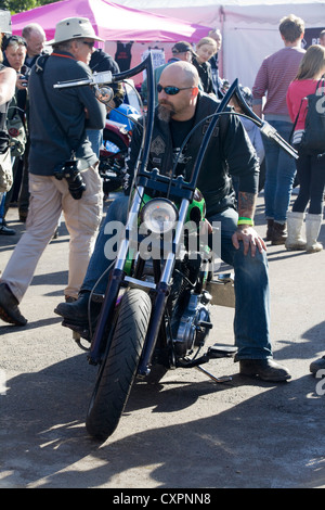 Chopper  motorcycle at a show in Gloucestershire England Stock Photo