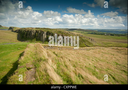 Crag Lough on Hadrian's Wall at Once Brewed, Pennine Way. Northumberland.   SCO 8625 Stock Photo