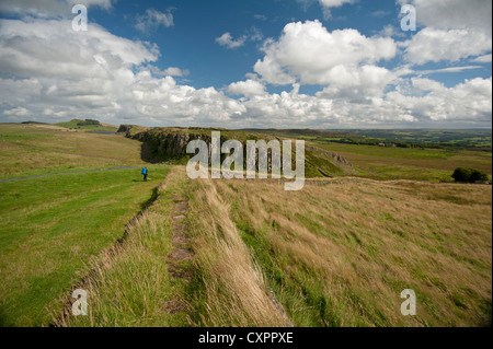Crag Lough on Hadrian's Wall at Once Brewed, Pennine Way. Northumberland.    SCO 8626 Stock Photo