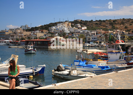 Quay at Elounda, Crete, Greece Stock Photo