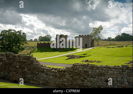 The reconstructed Roman Fort of Vindolanda near Bardon Mill is World Heritage Site, Northumberland.  SCO 8634 Stock Photo