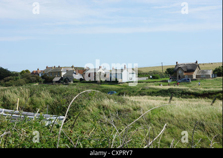 Houses in a field in the Isle of Wight Stock Photo