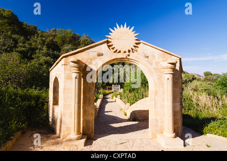 Yazidi temple at the entrance to the holy compound of Lalish, Northern Iraq Stock Photo