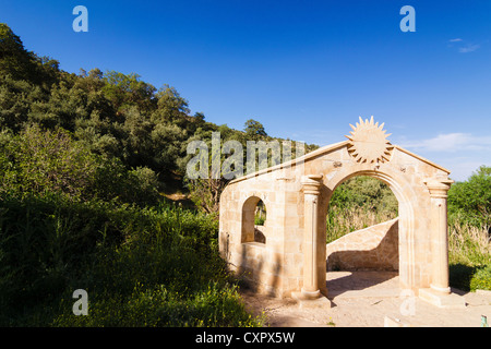 Yazidi temple at the entrance to the holy compound of Lalish, Northern Iraq Stock Photo