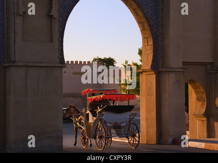 Horse cart in the old city, Fes, Morocco Stock Photo