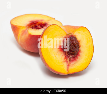 Peach cut in half Stock Photo