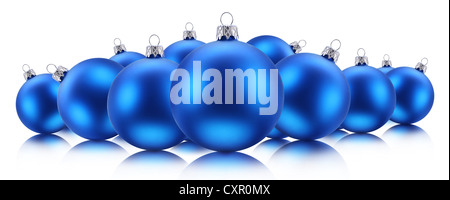 Blue Christmas balls isolated on a white background. Stock Photo