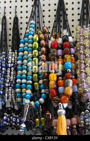 Komboloi (amber beads), Souvenir shop, Dexippou street, near Monastiraki Square, Athens, Attica, Greece Stock Photo
