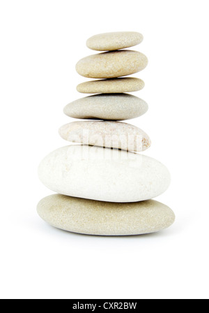 Stack of balanced stones on a white background Stock Photo