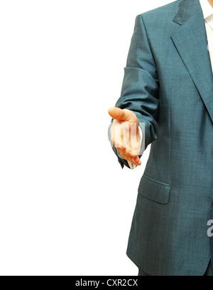 business man with an open hand Stock Photo