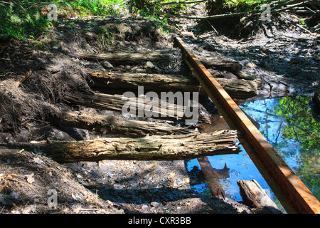 Abandoned rail-line deep in the Pemigewasset Wilderness in Lincoln, New Hampshire USA Stock Photo