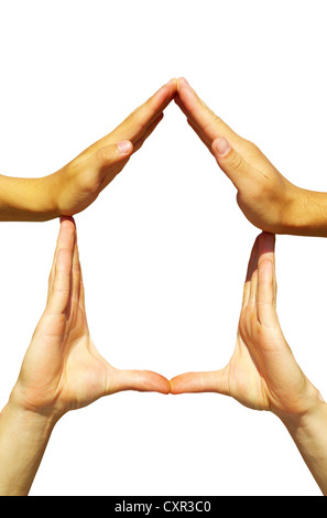 House made of woman hands isolated on field Stock Photo - Alamy
