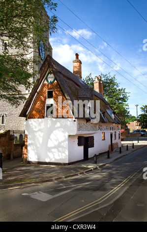 Quiet street in East Dereham Norfolk with Bishop Bonner's cottages Stock Photo