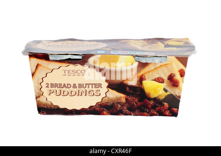 Tesco Own Brand Bread and Butter Puddings Stock Photo