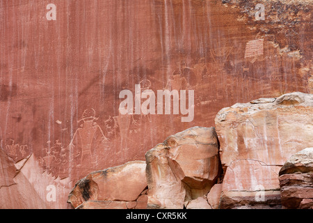 Fremont petroglyphs in Capitol Reef National Park, Torrey, Utah, USA Stock Photo