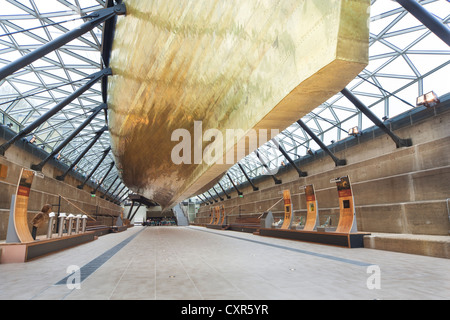 The Cutty Sark tea clipper ship suspended in dry dock at Greenwich in London England Stock Photo