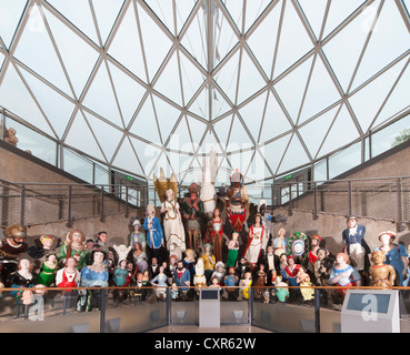 Largest collection of over 80 merchant navy figureheads on display at he Cutty Sark ship in dry dock in Greenwich London England Stock Photo