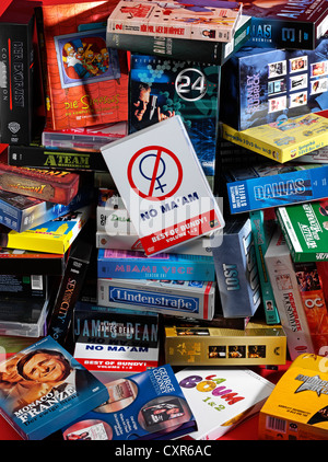 Randomly piled stack of DVDs Stock Photo