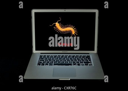 Virus, virus warning, Apple MacBook Pro, laptop computer Stock Photo