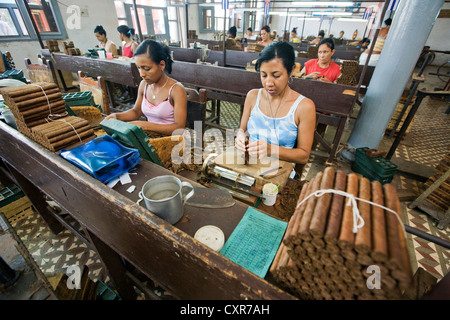 Some of more than 100 workers in the Fabrica de Tabaco Carlos Rodriguez Cariaga cigar factory, Ciego de Avila, Cuba Stock Photo