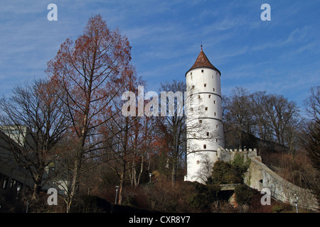 Weisser Turm, white tower, in Biberach, landmark, former city wall, Biberach an der Riss, Upper Swabia, Baden-Wuerttemberg Stock Photo