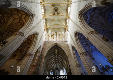 Wall fresco, fresco of the Last Judgement above the quire arch, vaulted ceilings, ceiling view, church ceiling in the nave Stock Photo