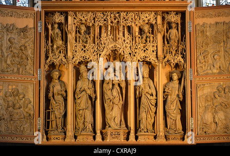 Interior view, sculptures in the shrine, high altar, over 500 years, St. Mary's altar by Hans Seyfer, late Gothic, choir Stock Photo