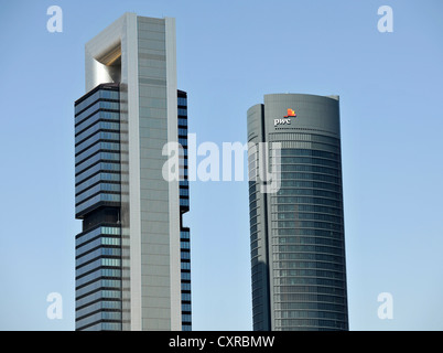 Cuatro Torres Business Area, formerly the Madrid Arena, with four skyscrapers, here Torre Caja Madrid, formerly the Repsol Stock Photo