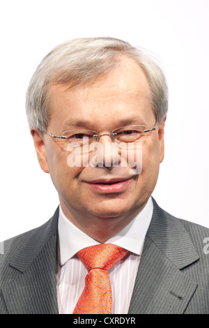 Torsten Jeworrek, board member of the Munich Re insurance company, during the press conference on financial statements on Stock Photo