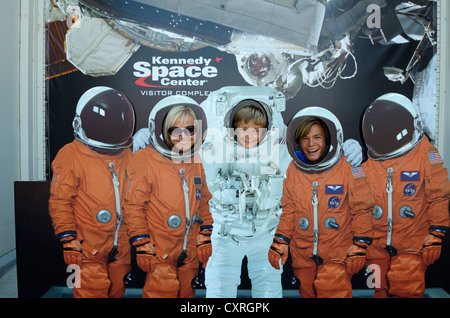 Photo wall with astronauts, John F. Kennedy Space Center, Cape Canaveral, Florida, USA Stock Photo