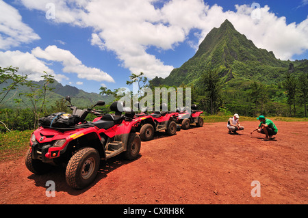 Quad bike tour on Moorea, Windward Islands, Society Islands, French Polynesia, Pacific Ocean Stock Photo