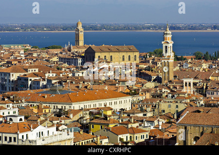 View of Venice with the churches Basilica di Santa Maria Gloriosa dei Frari and Chiesa dei Santi Apostoli, San Apostoli, Venice Stock Photo