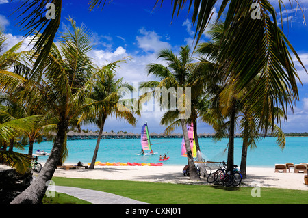 St. Regis Bora Bora Resort, Bora Bora, Leeward Islands, Society Islands, French Polynesia, Pacific Ocean Stock Photo