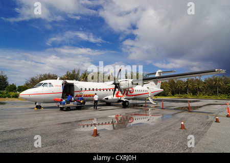 Air Tahiti, Bora Bora Airport, Leeward Islands, Society Islands, French Polynesia, Pacific Ocean Stock Photo