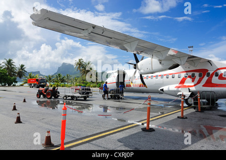 Air Tahiti, Bora Bora Airport, Leeward Islands, Society Islands, French Polynesia, Pacific Ocean Stock Photo