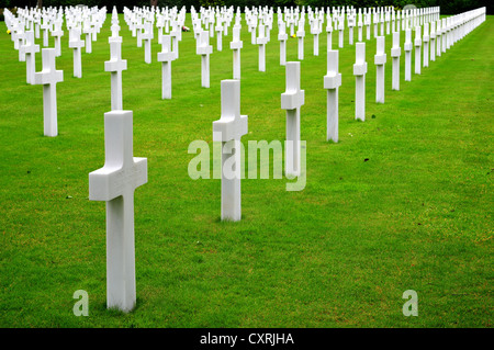 Graves at the American Cemetery and Memorial in Normandy, France Stock Photo