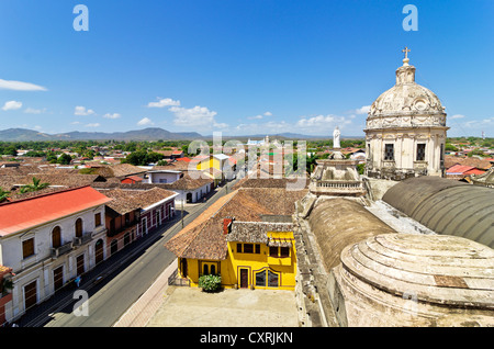 View from the tower of the Iglesia de la Merced church over the rooftops to the churches Iglesia María Auxiliadora and Iglesia Stock Photo