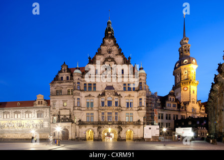 Royal Palace, Hausmannsturm tower, Dresden, Saxony, Germany, Europe, PublicGround Stock Photo