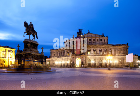 Semper Opera House, Theatreplatz square, Dresden, Saxony, Germany, Europe, PublicGround Stock Photo