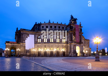 Semper Opera House, Theatreplatz square, Dresden, Saxony, Germany, Europe, PublicGround Stock Photo