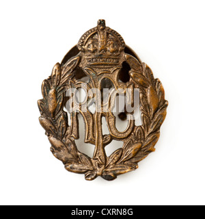 WW1 Royal Flying Corps (RFC) brass badge. The Royal Flying Corps was the air arm of the British Army during World War 1. Stock Photo