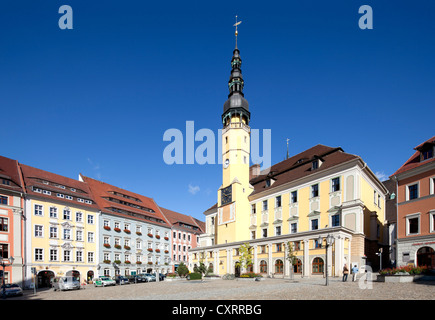 Town Hall on Hauptmarkt square, Bautzen, Budysin, Lusatia, Upper Lusatia, Saxony, Germany, Europe, PublicGround Stock Photo
