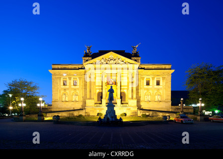 Hessian State Theatre, former Royal Court Theatre, at dusk, night, Wiesbaden, Hesse, Germany, Europe, PublicGround Stock Photo