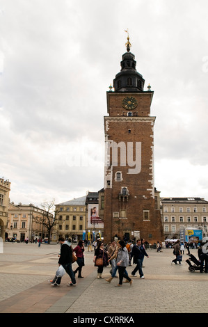 Town Hall Tower, Wieza Ratuszowa, remainder of the town hall from the 14th century, historic buildings on Rynek G&#322;ówny Stock Photo