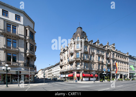 Offices and commercial properties on Wilhelmstrasse, nicknamed Rue, Wiesbaden, Hesse, PublicGround Stock Photo