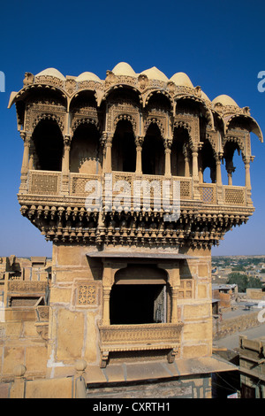 Partial view of an old Haveli, Salim Singh, ki-Haveli, Jaisalmer, Rajasthan, India, Asia Stock Photo