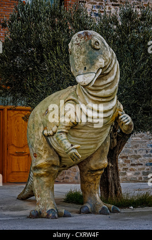 Replica of dinosaur tyrannosaurus in the village of Igea, La Rioja, Spain, Europe, Stock Photo